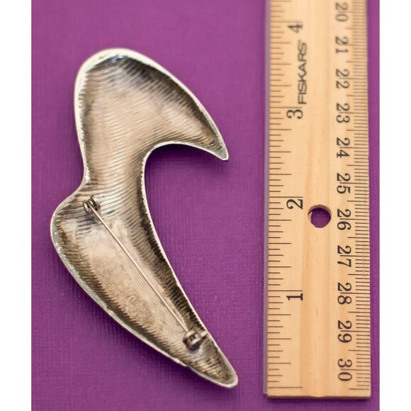 Vintage Mid Century Geometric Silver Tone Brooch - Q13 - Picture 2 of 2